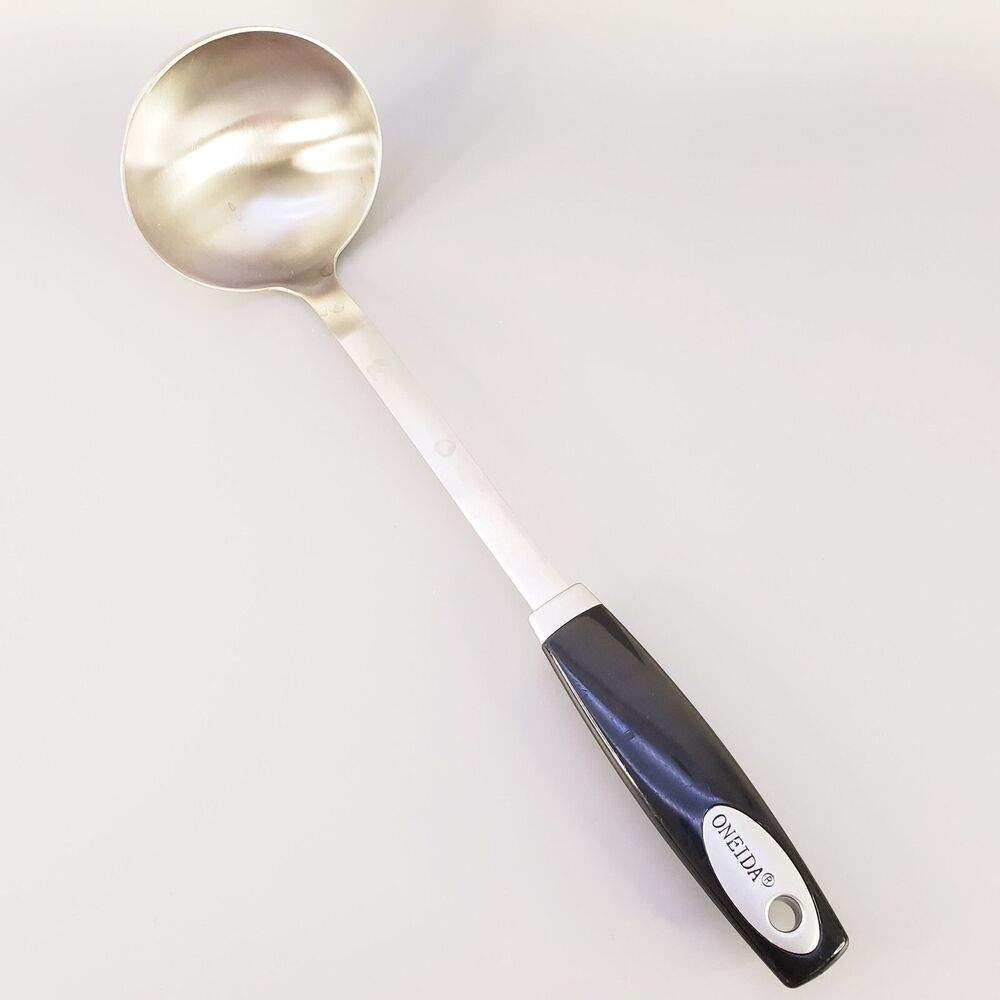 Oneida Soup Ladle Stainless Black Plastic Handle Kitchen Cooking Utensil